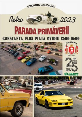 Zeci de mașini de epocă, expuse la „Retroparada Primăverii”, în Piața Ovidiu!