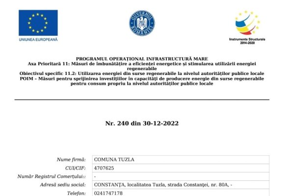 În comuna Tuzla s-a dat startul proiectului pentru creșterea independenței energetice