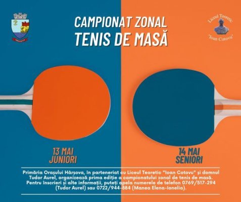 Primăria Hârșova organizează Campionatul Zonal de tenis de Masă