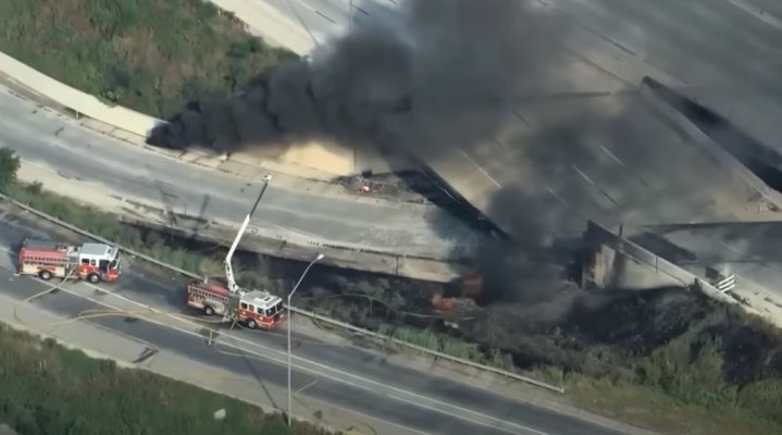 SUA: O autostradă importantă s-a prăbuşit în Philadelphia, perturbând traficul din estul ţării
