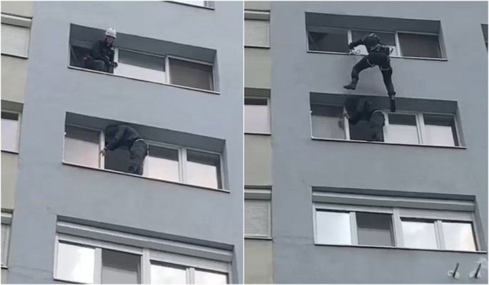 Cum a fost salvat militarul care amenința de 24 de ore că se va arunca de la etajul 7 al unui bloc? Video