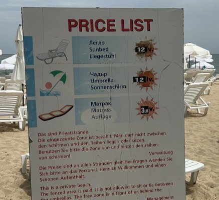 Câți bani costă să închiriezi un șezlong pe plajă, la Nisipurile de Aur