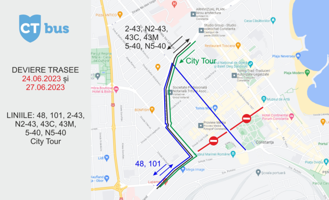 CT BUS anunță devierea liniilor care circulă pe bd. Ferdinand