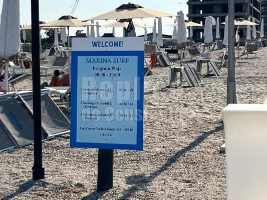 Pe plaja de la Marina Surf, ca să-ți așezi cearceaful în fața șezlongului, plătești 200 de lei