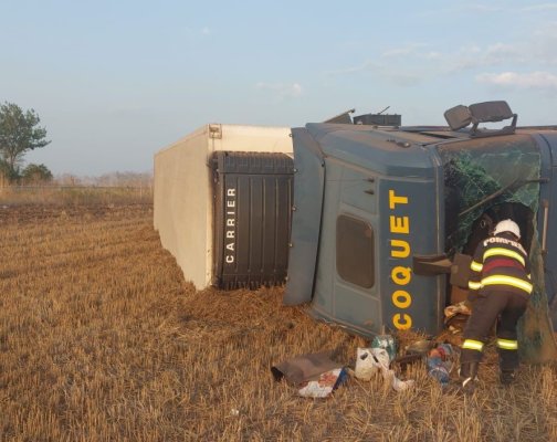 TIR răsturnat pe DN36, între Movilița și Techirghiol