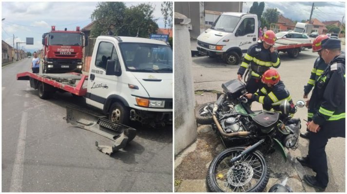 Cântărețul CRBL a depăşit neregulamentar o coloană de maşini şi a izbit o autoutilitară