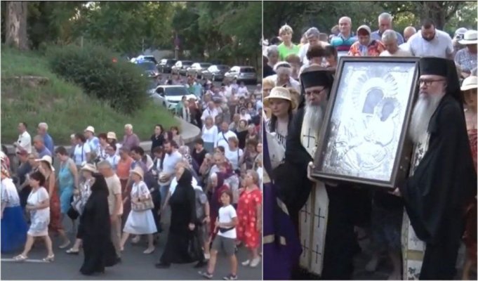 Pelerinaj la icoana făcătoare de minuni a Maicii Domnului. Oamenii s-au rugat pentru domolirea caniculei