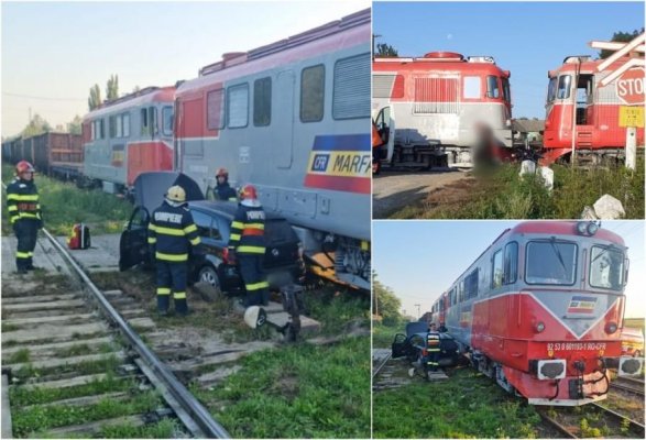 O femeie a murit într-o mașină lovită de un tren marfar