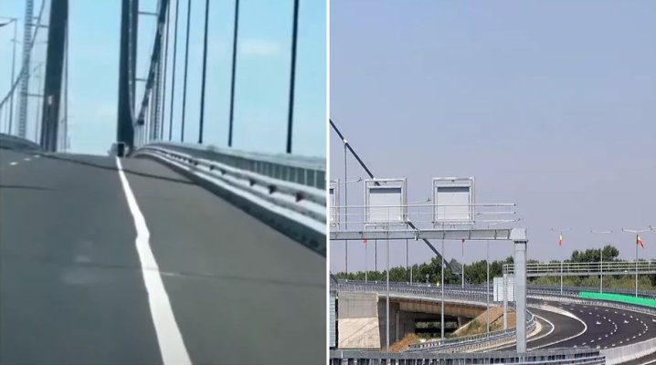 Podul de la Brăila, inaugurat în iulie, are deja primele probleme: ”Asfaltul s-a lăsat și a fugit”! Video