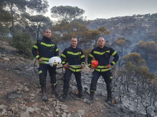 Pompierii români au acţionat în Grecia pentru stingerea incendiului din zona carierei de piatră Aragonitis