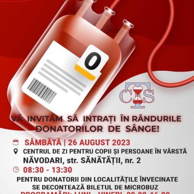Acțiune de donare sânge la Năvodari, sâmbătă, 26 august