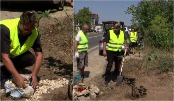 Tatăl Robertei, fata ucisă de șoferul drogat, a plantat un copac la locul accidentului