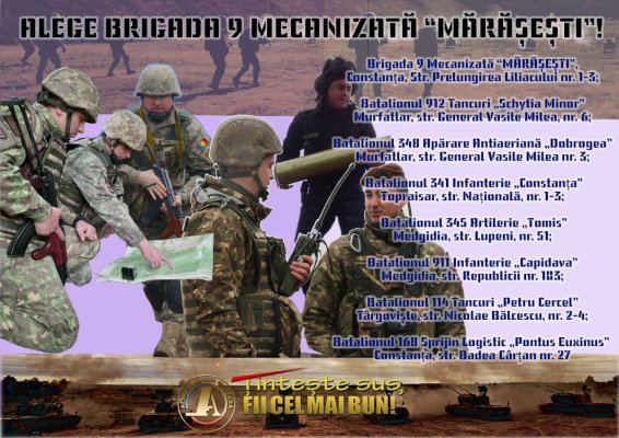 Brigada 9 Mecanizată “Mărășești” recrutează soldați/gradați profesioniști în activitate