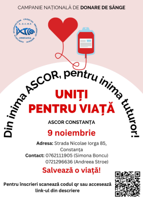 „Uniți pentru viață”, o nouă Campanie Națională de donare de sânge, organizată de studenții din ASCOR