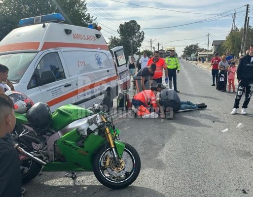 Motociclist rănit, după ce a încercat să depășească un camion fără să se asigure, la Castelu