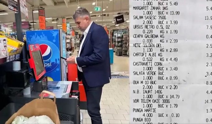 Coşul de cumpărături al lui Ciolacu. Ce a cumpărat premierul cu aproape 100 de lei. Video