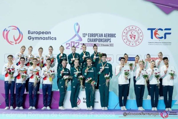 Gimnastică aerobică: România a cucerit 8 medalii la Europenele de la Antalya