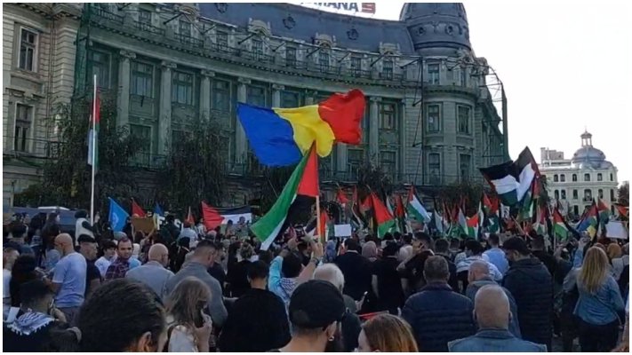 Incidente la mitingul pro-palestinian din Capitală