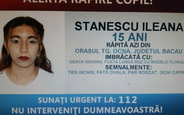 Copilă de 15 ani din Târgu Ocna, răpită de doi indivizi