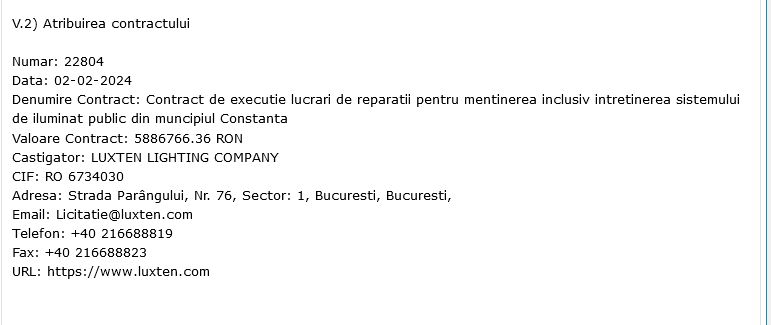 Luxten Lighting nu rateaza nicio licitatie la Constanta: ultimul contract are o valoare de 5,8 mil. de lei Luxten Lighting nu rateaza nicio licitatie la Constanta: ultimul contract are o valoare de 5,8 mil. de lei