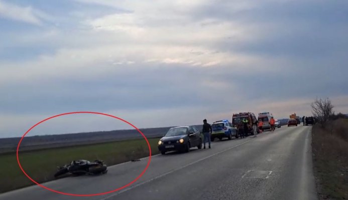 Motociclist rănit într-un accident rutier, la ieșire din Nazarcea. Video