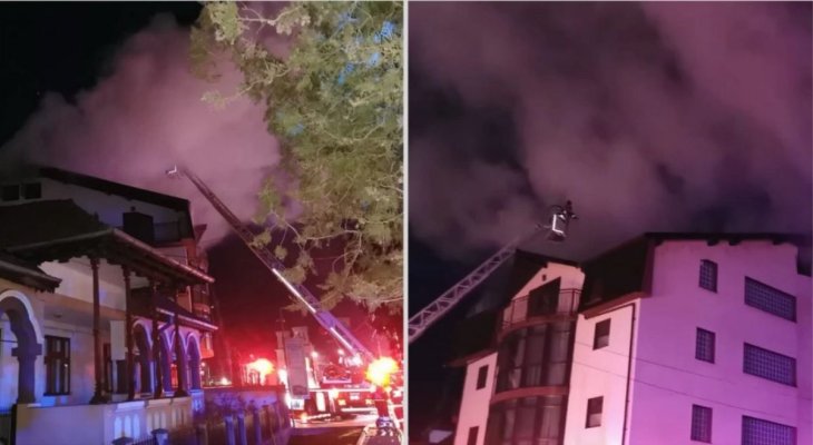 Incendiu uriaş la o pensiune din Călimănești, un angajat a fost găsit mort