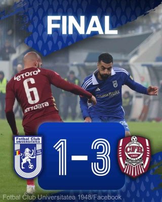 Fotbal: CFR Cluj a învins-o pe FC U Craiova în deplasare (3-1), în Superligă