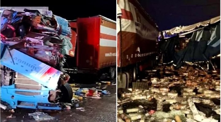 Accident cumplit între două TIR-uri, pe DN 1: un șofer a murit strivit, celălalt în stare critică
