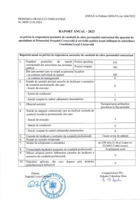 Primăria Cernavodă - Raport anual - 2023
