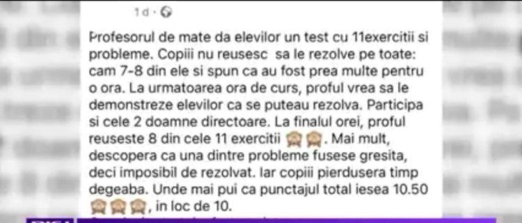 Scandal la un liceu renumit. Profesorul a dat test elevilor pe care nici el nu l-a putut rezolva. Video