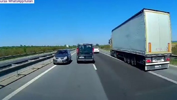 O mașină filmată pe contrasens, pe autostrada A1. Video