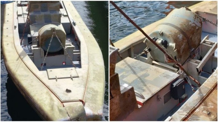 Drona maritimă descoperită lângă Tuzla avea la bord o jumătate de tonă de explozibil. Video
