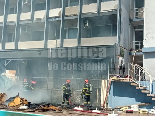 Incendiu la Hotelul Parc, din Mamaia, al fostului viceprimar Aurel Butnaru. Video