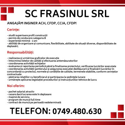 Anunț angajare S.C. Frasinul SRL