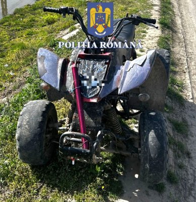 Minor beat și fără permis, prins conducând un ATV, în Rasova
