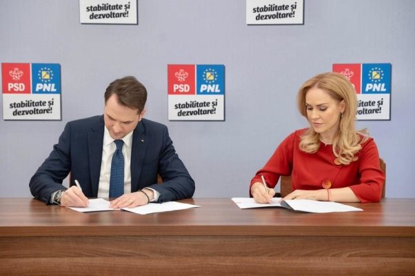 Gabriela Firea şi Sebastian Burduja au semnat protocolul pentru alianţa electorală PSD-PNL la alegerile locale din Capitală