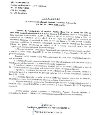 Fostul director al Tarom și soțul unei șefe din ASF, propuși la conducerea Neptun Olimp SA