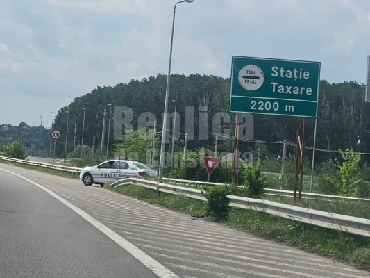 Polițiștii la datorie în Sâmbăta Mare: radar înainte de stația de taxare de la Fetești