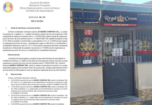 Sălile de jocuri Regal Crown au rămas fără licența de funcționare. Video