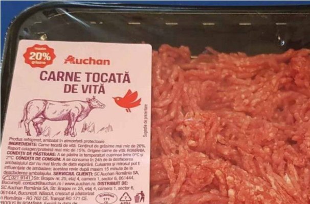 Sortiment de carne tocată, retras de Auchan. A fost contaminat cu un corp străin