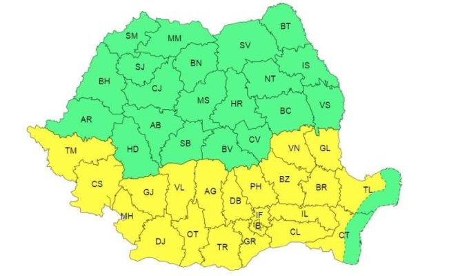 Cod galben de caniculă şi disconfort termic în 21 judeţe