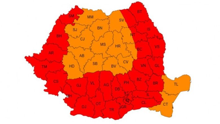 Cod roșu de caniculă în mai mult de jumătate din țară  
