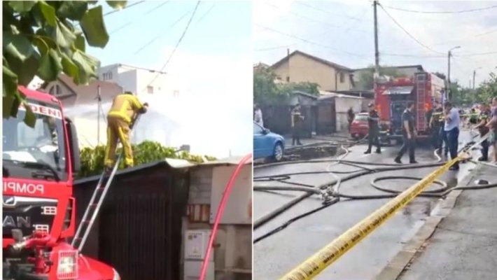 Incendiu puternic în București. Cinci case au fost cuprinse de flăcări, patru oameni sunt intoxicați cu fum