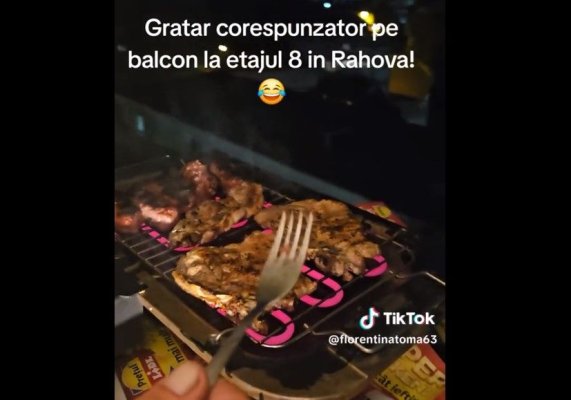 Un bărbat a făcut grătar pe pervazul ferestrei, s-a filmat și a postat pe Tik Tok. Ce amenda riscă. Video