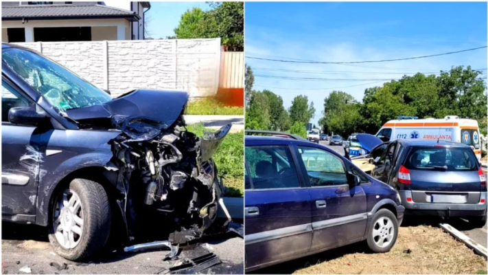 Doi bărbați și o minoră au rămas blocați între fiare, în urma unui accident din Giurgiu