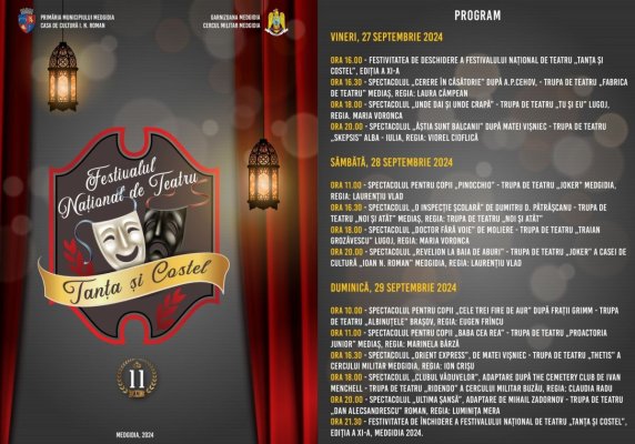 Primăria Municipiului Medgidia transmite programul festivalului „Tanța și Costel”