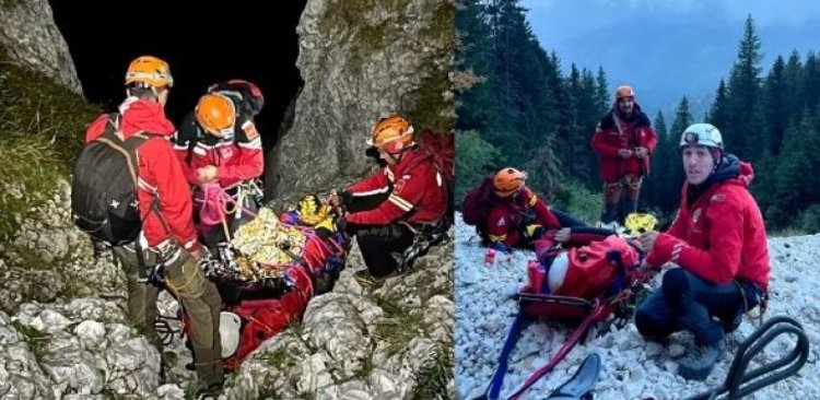De peste 14 ore salvamontiştii încearcă să coboare din Piatra Craiului o persoană rănită la coloana vertebrală