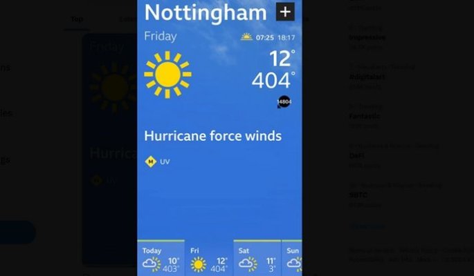 BBC îşi cere scuze după ce a anunţat temperaturi de peste 400°C şi furtuni de 20.000/km pe oră în Regatul Unit