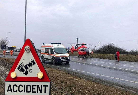 Accident mortal pe DN7 - Circulația pe Valea Oltului, blocată total, a intervenit și elicopterul SMURD