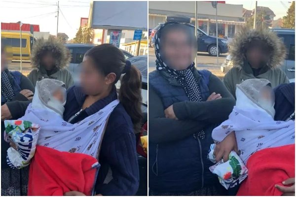 Un bebeluş de câteva săptămâni a fost folosit de mama sa la cerşit, la minus 5 grade Celsius